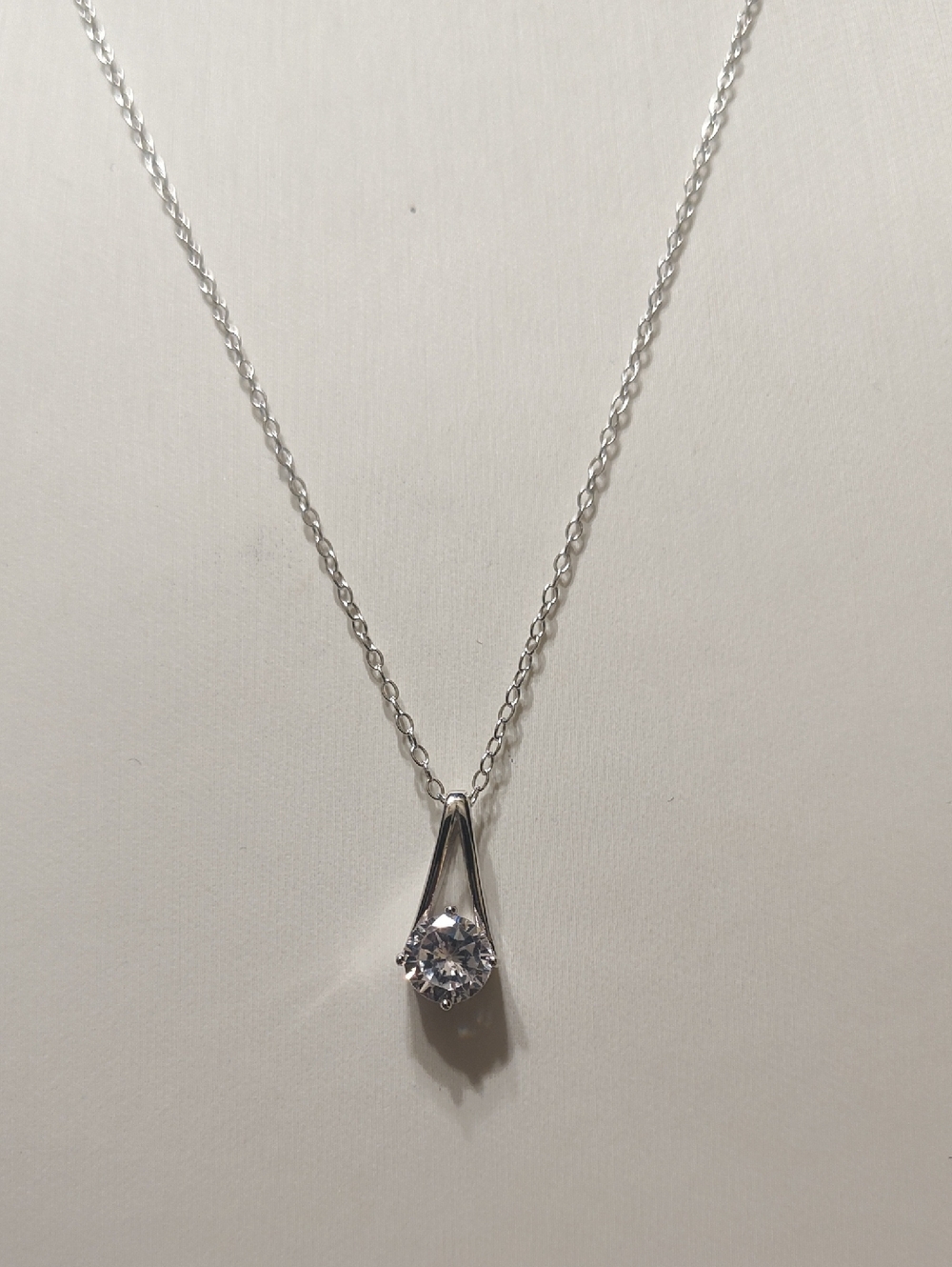 1ct Moissanite Sterling Silver Solitaire Teardrop Pendant Necklace